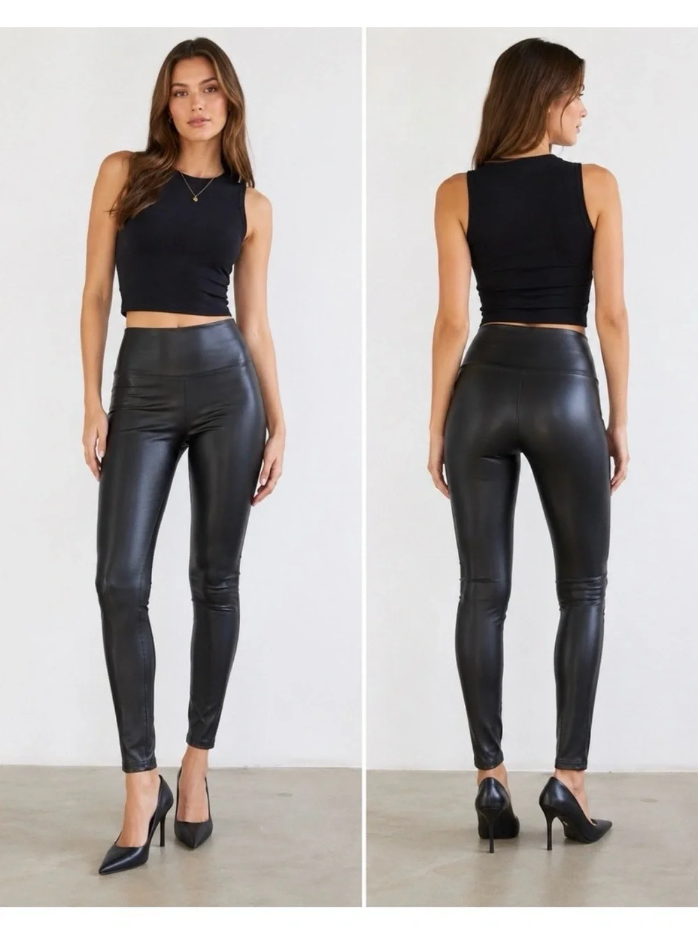 Aritzia Black Faux Leather High-Rise Leggings